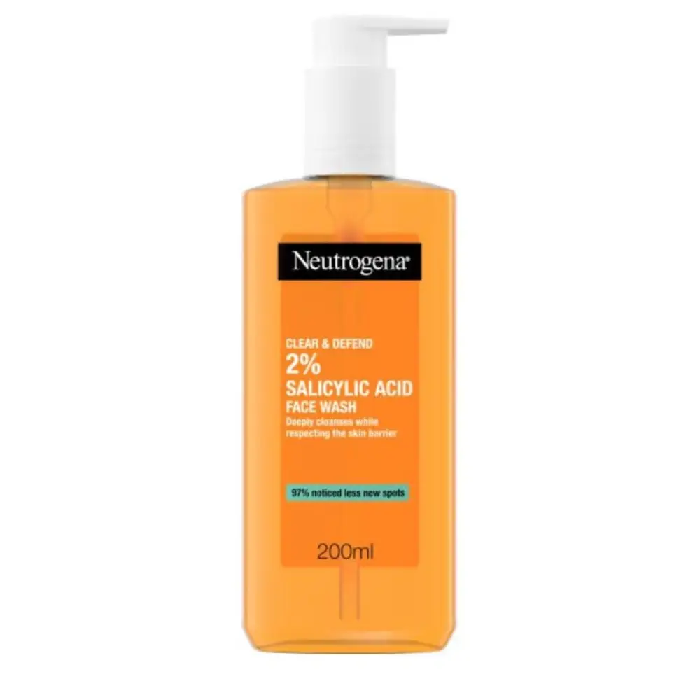Neutrogena Clear & Defend 2% Salicylic Acid Face Wash ژل شستشوی ضد جوش نوتروژینا 2% سالیسیلیک اسید 200 میل