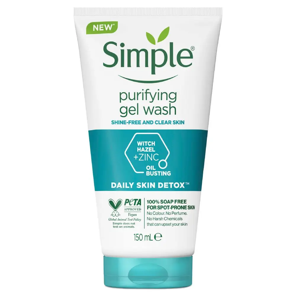 Simple Daily Skin Detox Purifying Gel Wash 150ml ژل شستشو صورت پوست چرب و مختلط سیمپل