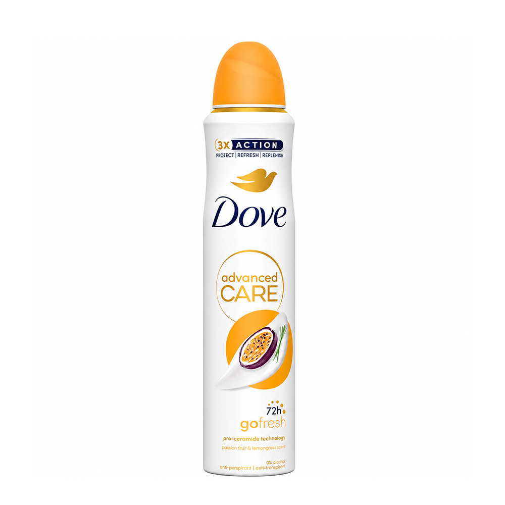 dove-passion-fruit-lemongrass-advanced-care-deodorant-spray اسپری ضدتعریق داو مدل Advanced Care رایحه پشن فروت و علف لیمو زنانه 250 میلی لیتر
