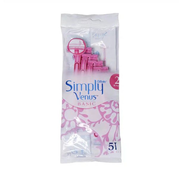 خودتراش 2 لبه ژیلت مدل Simply Venus بسته 5 عددی زنانه