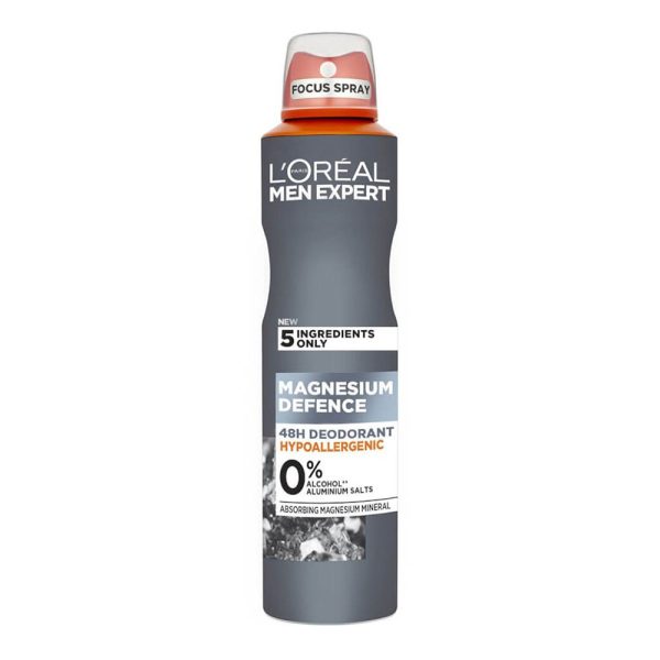 اسپری ضدتعریق لورآل مدل Magnesium Defence سری Men Expert مردانه 250 میلی لیتر