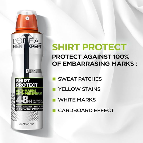 اسپری ضدتعریق لورآل مدل Shirt Protect سری Men Expert مردانه 250 میلی لیتر