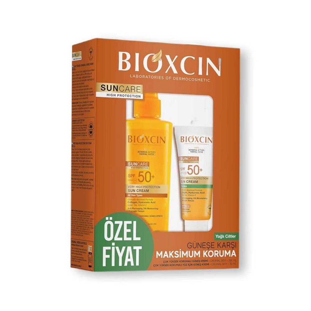 bioxin-sunscreen-pack-for-oily-skin پک ضد آفتاب بیوکسین +SPF50 مناسب پوست چرب | کرم ضد آفتاب صورت + اسپری ضد آفتاب بدن